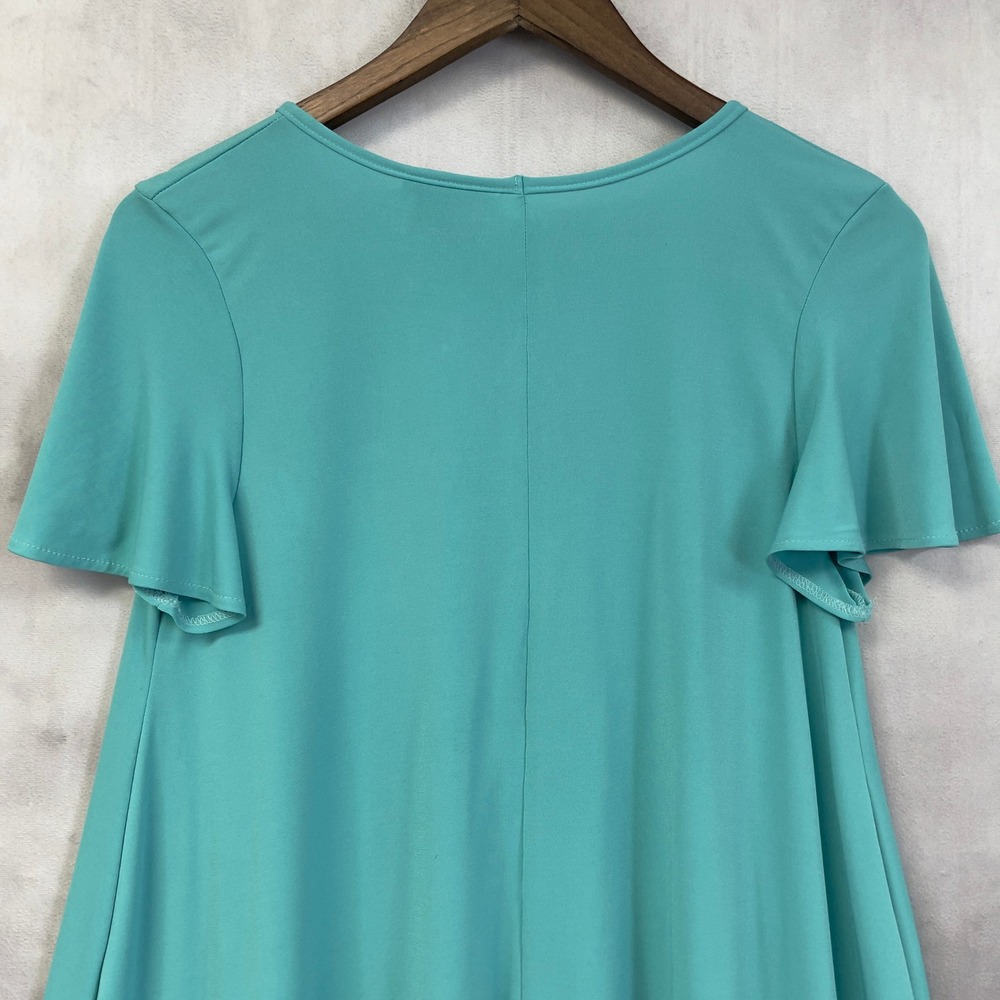 Judith March Tassel Fringe Hem Tunic Top Women Small Teal‎ Stretch Boho Indie - Picture 6 of 12